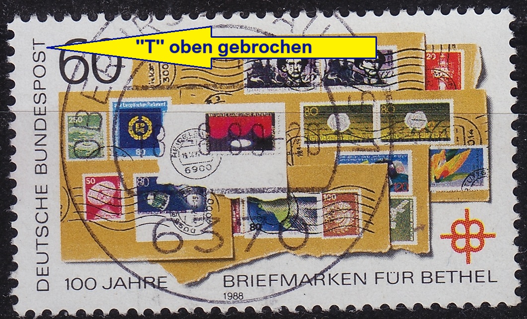 Buy GERMANY BUND [1988] MiNr 1395 F06A I ( O/used ) [01] Plattenfehler