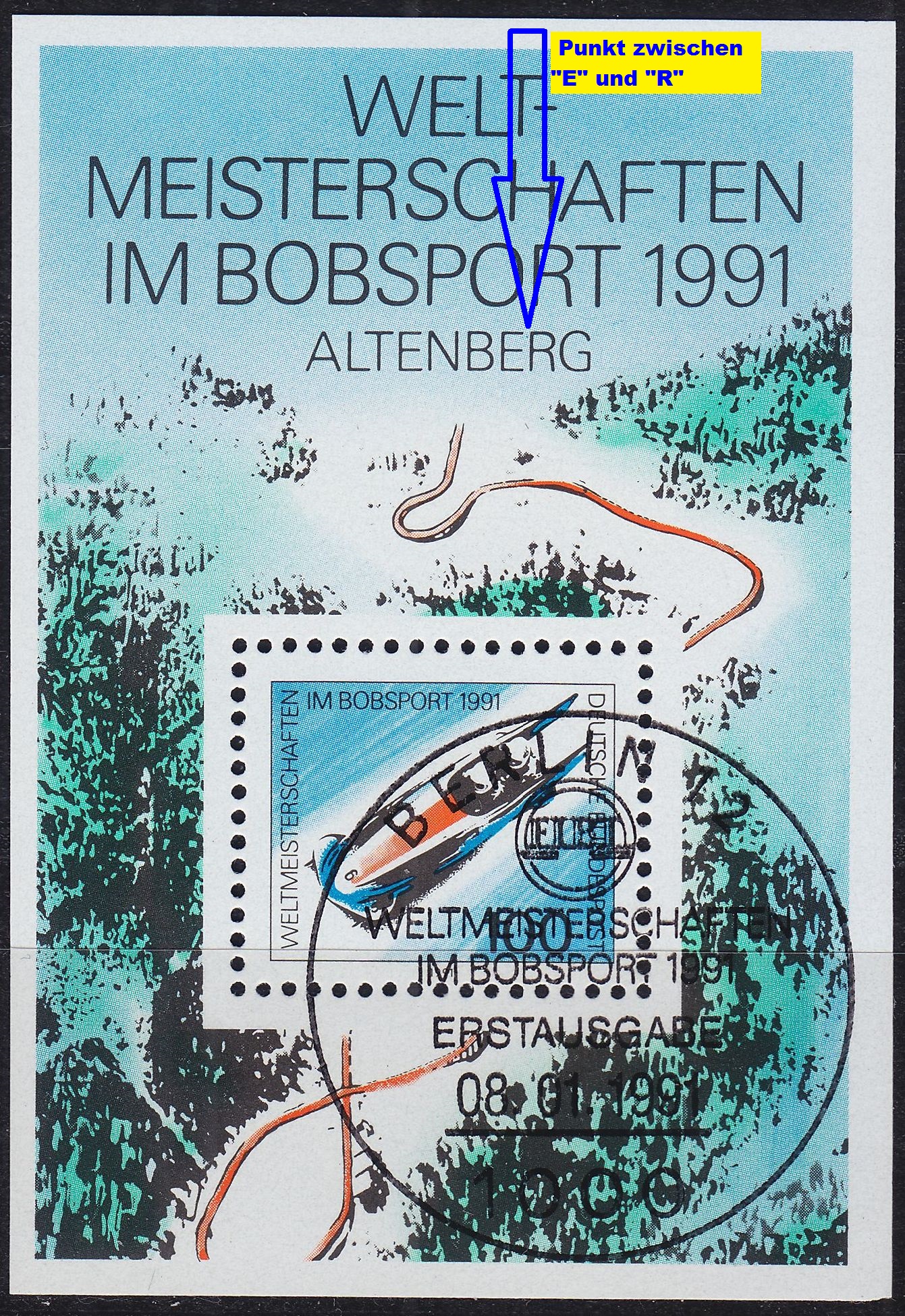 Buy GERMANY BUND [1991] MiNr 1496 Block 23 FB ( O/used ) [01] Sport Plattenfehler
