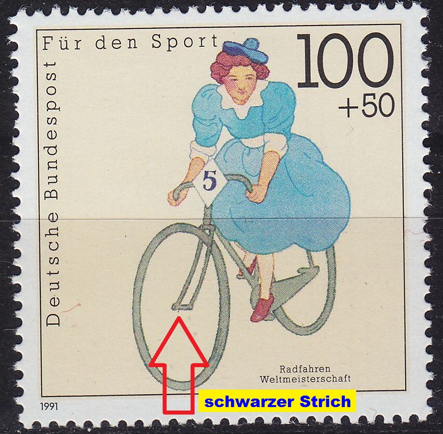 Buy GERMANY BUND [1991] MiNr 1500 F04 I ( **/mnh ) Sport Plattenfehler