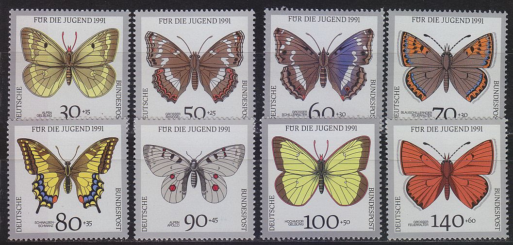 Buy GERMANY BUND [1991] MiNr 1512-19 ( **/mnh ) Schmetterlinge