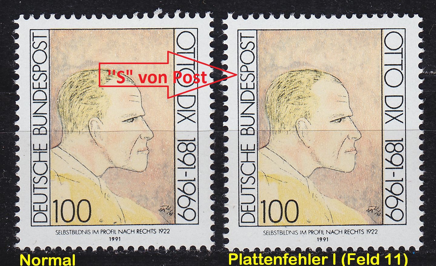 Buy GERMANY BUND [1991] MiNr 1573 F11A I ( **/mnh ) Plattenfehler