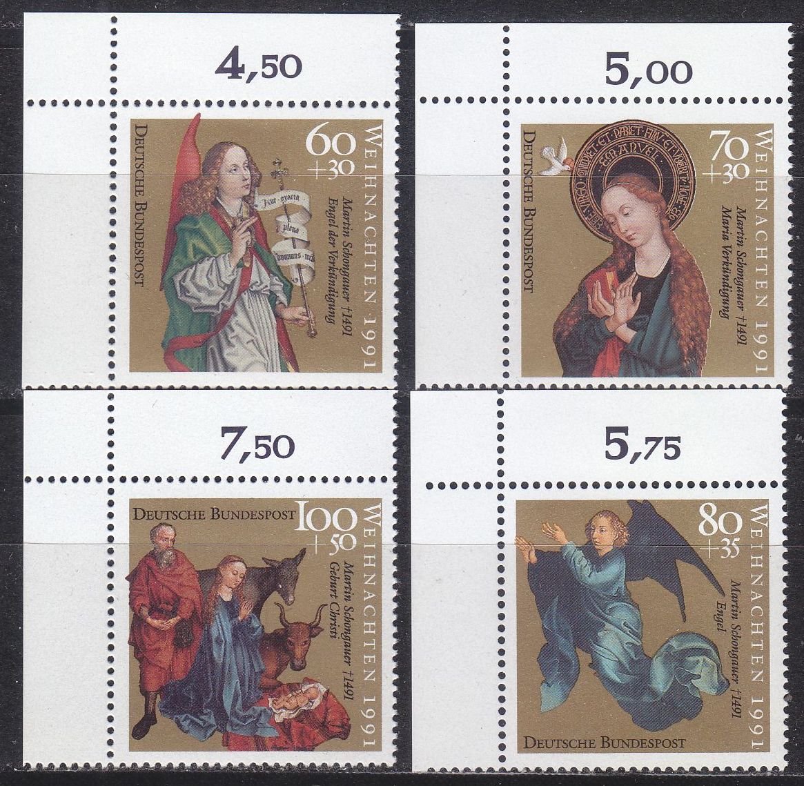 Buy GERMANY BUND [1991] MiNr 1578-81 ( **/mnh ) [01] Weihnachten Eckrand
