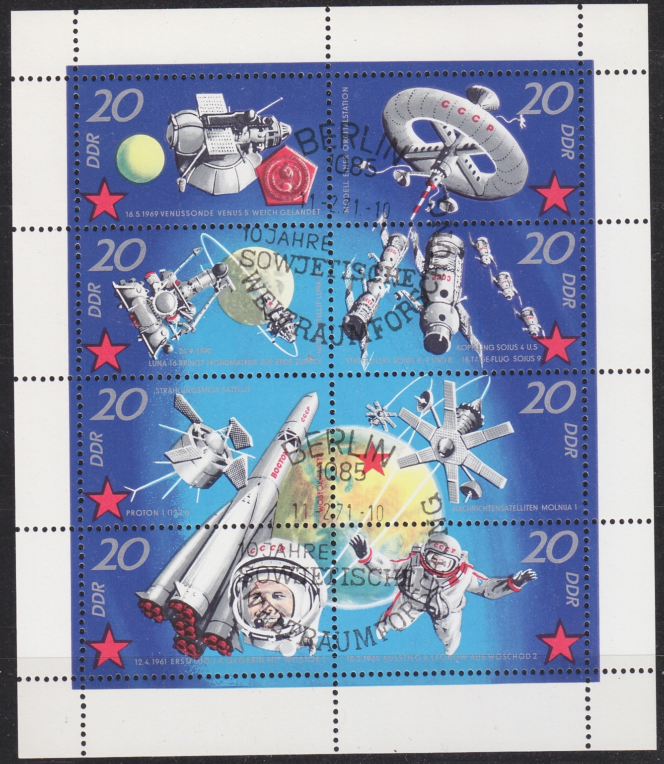 Buy GERMANY DDR [1971] MiNr 1636-40 Kleinbogen ( O/used ) Raumfahrt